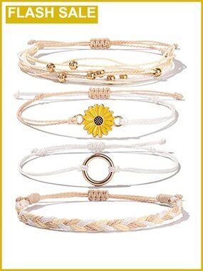 Stackable Sunflower Bracelets Boho Beach Summer Jewelry Set Waterproof